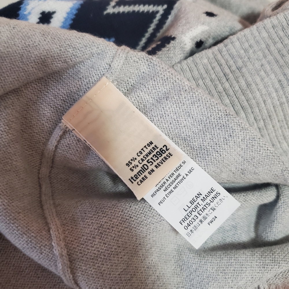 L. L. BEAN Cotton/Cashmere Sweater, Fair Isle Crewneck Size Small NEW with TAGS - Picture 8 of 8